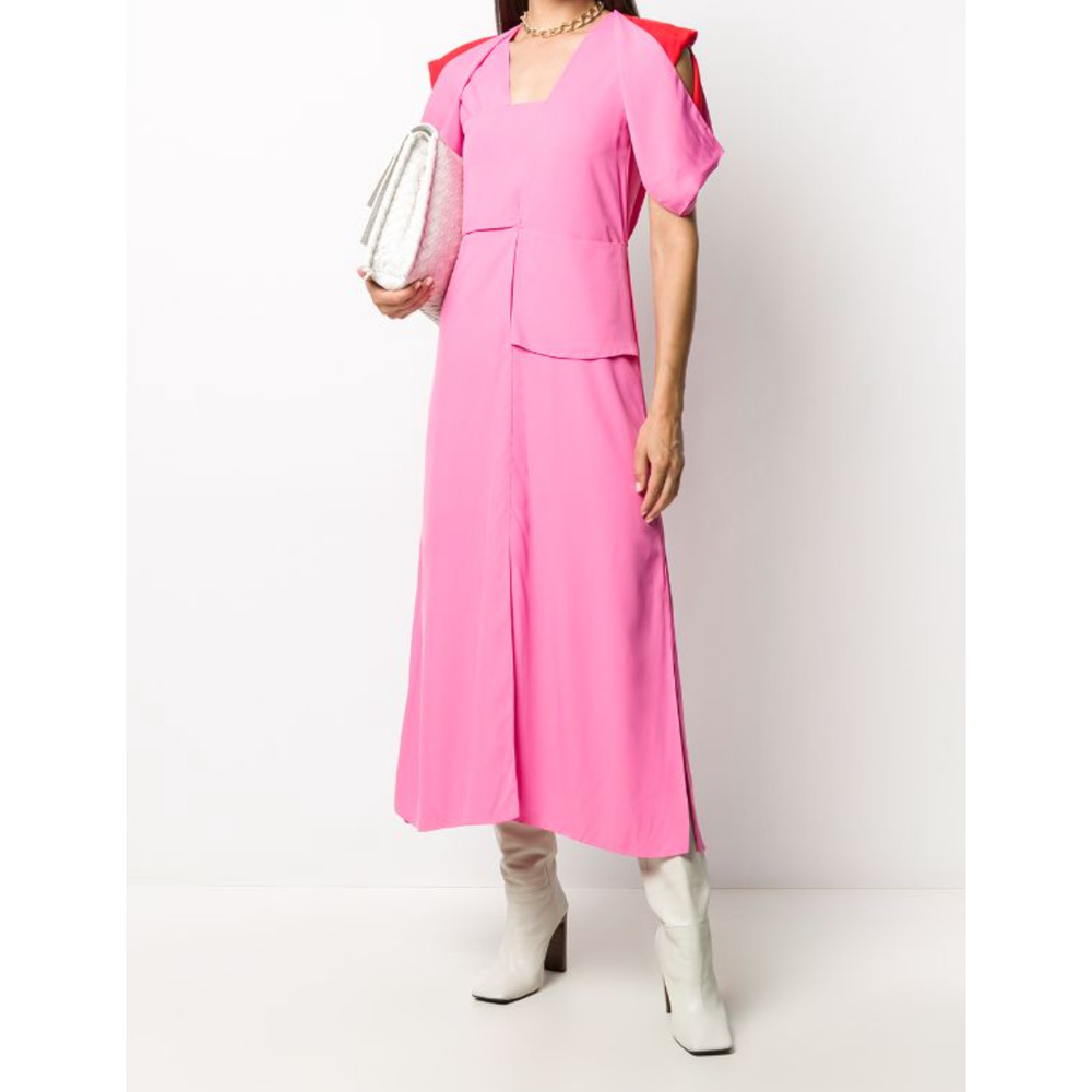 Bottega Veneta Liquid Cut out Midi Dress In Bubblegum Poppy NEW Size 6